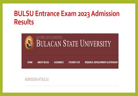 Bulsu Entrance Exam March 2023 Admission Result .